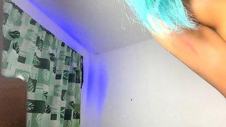 Latina Plays with Vibrator While the Machine Penetrates Her