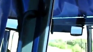Slut Sucks Cock On A Bus