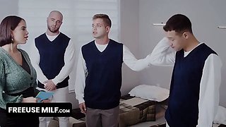 Freeuse milf - big boobed step-mother rails her trio new stepsons under the christmas tree