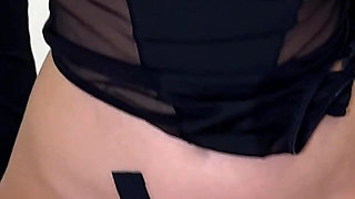 Secret Look: Her Sexy Bodysuit Ends with a Copious Eruption of Cum on Her Buttocks.