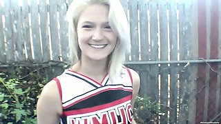 Southern Blonde Girls Blowjob in Miami Backyard - Asian and White Teens with BBC