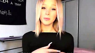 Adorable blonde teen slut with big boobs flashing in public