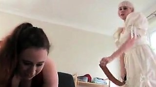 Posh blond has fetish for shiny stockings and high heels