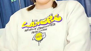 Amateur blonde teen sucks cock in POV in bathroom