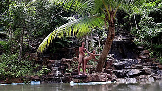 Couple Real Sex in a Waterfall in Thailand