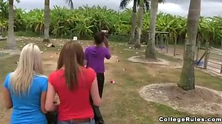Watch this hot teen take off her top and ride like a pro in public