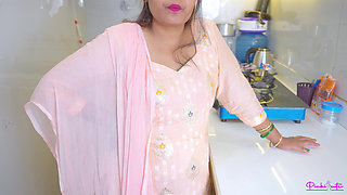 Stepmother Gives Offer for Fuck Hard to Stepson in Kitchen with Dirty Hindi Talk and He Cum in Her Sexy Pussy