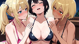 Hentai Lesbian Threesome at a Private Party
