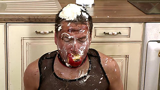 Submissive Slave Covered in Messy Delight