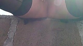 Pussy Flash - My Slutty Teacher Fingers Her Pussy in Public Park with People Watching