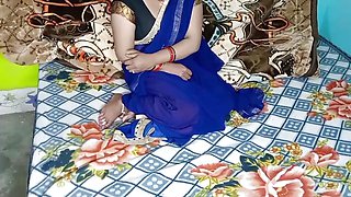 Newly Sexy Bhabhi in Blue Color Sari.