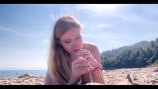 Risking It All on Empty Beach - Real Amateur Couple Squirt