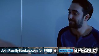 Curvy Stepmom Fucks Horny Stepson Raw in Husband's Bed - Britney Amber, Logan Pierce