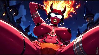 Fire element demon sexy pose Ai animation