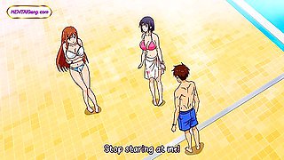 Hentai step beauty sits deep for fast bare bounce on bench