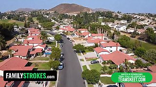 Horny stepsister takes her pants off in front of her innocent stepbrother - familystrokes