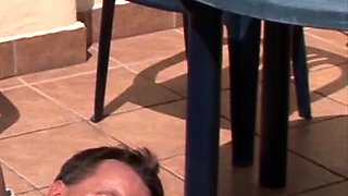 German old granny fucked horny by stepson on the balcony