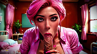 Bimbo Pink Hair Nurse Intense Fuck and Sucking Patients (100% AI Generated 4K)