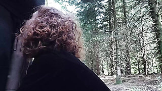 Little fuck in the forest with Mr: blowjob, doggy style and cum in the mouth