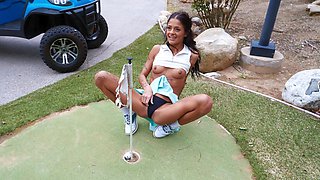 Tanned slut Ryan Reid gets properly fucked outdoors