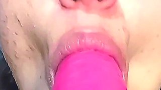 Hot College Girl Deepthroating a Dildo and Keeps Asking for Cum on Her Face