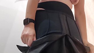 Chubby Italian Stepmother Takes You with Her to a Clothing Store to Try on Leather Clothes