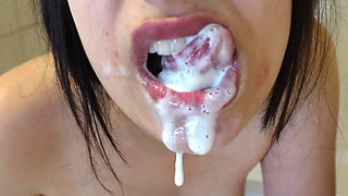 I brush my teeth and a lot of white cream gets in my mouth
