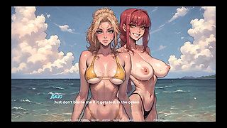 My New Girlfriend Taboo Hentai Game Ep.26 Naughty Step Sisters Going Topless at the Beach!
