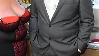 2 MILFs Measure up the Kitchen Salesman