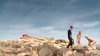 Busty Blondes Penny Pax & Cherry Torn Hogtied and Punished in Desert BDSM Threesome