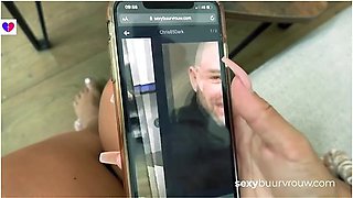 Dutch couple fucks passionately over a pizza dinner