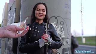 Monica Brown has her tight Russian pussy fucked outdoors