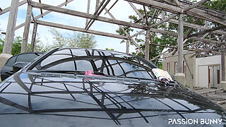 Risky Fisting and Dildo Orgasms on Car Hood