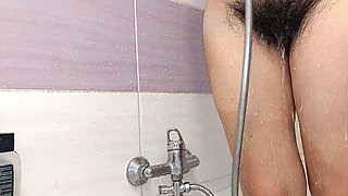 Horny Amateur Wife Shaves Her Hairy Pussy - Big Tits, Big Ass, Sensual Brunette