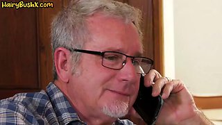 Bushy 21yo cutie pussypounded by DILF