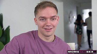 Hot New StepMom Crystal Rush Gets Double Covered in Cum by Husband and Stepson