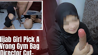 Asian Hijab Girl Pick a Wrong Gym Bag, Dildo in Her Pussy and Dick in Her Mouth - Minokiiko