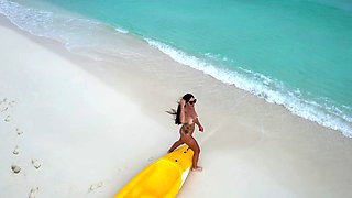 Massive juggs brunette fatty strips and jerks solo