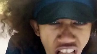 Curly Police Officer With Blue Eyes Sucks A Big Dildo For