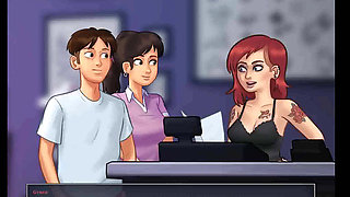 Summertime saga: girl is making a tattoo on her ass ep 128