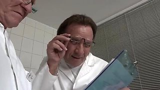 Sexy MILF Doctor Double Pussy Fuck in Lingerie - Hardcore Threesome & Creampie