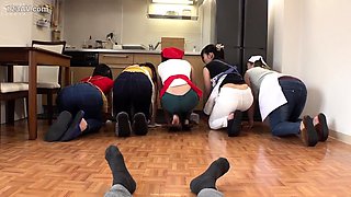 Group sex hardcore double blowjob swallowing cum