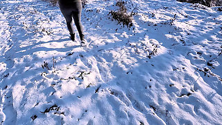 Topless Hiking in the Snow Getting Slapped