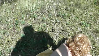 On wild beach pervert saw beautiful sexy blonde sunbathing naked. Man took out cock, jerk off and cumshot. Exhibitionist. POV