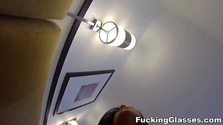 Hardcore glasses - nailed for some juicy donationss