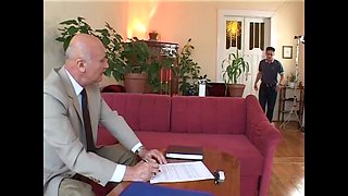 Two Granny Wives with Hairy Pussy Fucked and Pissed by Two Bulls in Front of Their Husbands