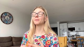 Platinum-blonde, dominant woman, podcast