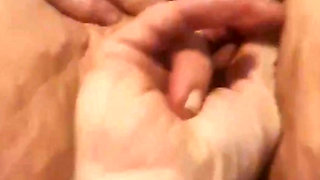 Husband fingers wife's asshole while she rubs her clit