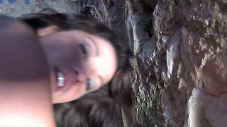 Horny brunette slut picked up and rammed