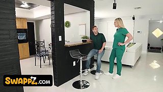 Busty Stepmoms Joslyn Jane & Kate Dee Swap Stepsons for Body Exam - Hardcore MILF Nurse Action